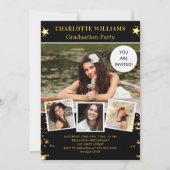 Invitation Black gold stars photo graduation fête de remise d (Devant)