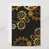 Invitation Black Gold Steampunk Watch Gears Surprise Annivers (Dos)