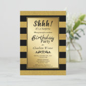 Invitation Black Gold Strike Surprise fête d'anniversaire (Debout devant)