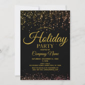 Invitation Black Gold String Lights Entreprise Fête (Devant)