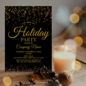 Invitation Black Gold String Lights Entreprise Fête