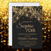 Invitation Black Gold String Lumières Surprise 70e anniversai