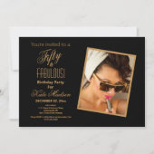 Invitation Black & Gold Striped Cinquante & FABULOUS! Parti (Devant)