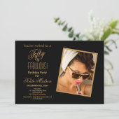 Invitation Black & Gold Striped Cinquante & FABULOUS! Parti (Debout devant)