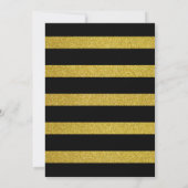 Invitation Black Gold Striped Floral Surprise 90e anniversair (Dos)