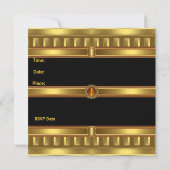Invitation Black Gold sur Gold 40th Birthday Party (Dos)
