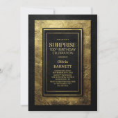 Invitation Black Gold Surprise 100th Birthday Party (Devant)