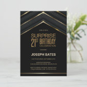 Invitation Black Gold Surprise 21e anniversaire (Debout devant)