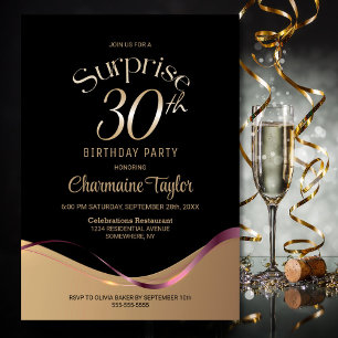 Invitation Black Gold Surprise 30e anniversaire