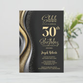 Invitation Black Gold Surprise 30th Birthday Party (Debout devant)