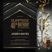Invitation Black Gold Surprise 40e anniversaire