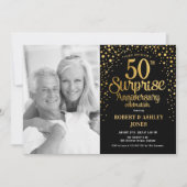 Invitation Black Gold Surprise 50th Anniversary Photo (Devant)