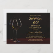 Invitation Black Gold Surprise 60e Anniversaire Vin Glass Par (Devant)