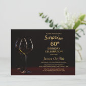 Invitation Black Gold Surprise 60e Anniversaire Vin Glass Par (Debout devant)