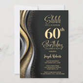 Invitation Black Gold Surprise 60th Birthday Party (Devant)