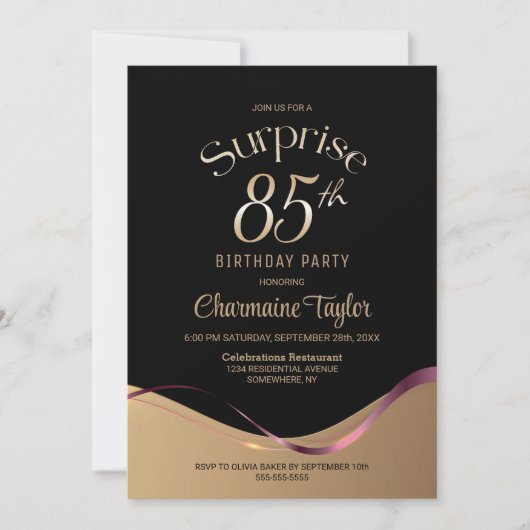 Invitation Black Gold Surprise 85e anniversaire (Devant)