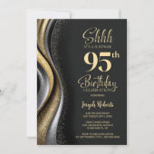 Invitation Black Gold Surprise 95th Birthday Party (Devant)