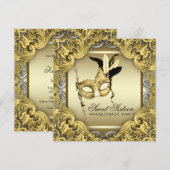 Invitation Black Gold Sweet sixteen Masquerade (Devant / Derrière)