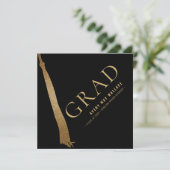 Invitation Black Gold Tassel Graduation unique Photo personna (Debout devant)