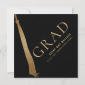 Invitation Black Gold Tassel Graduation unique Photo personna (Devant)