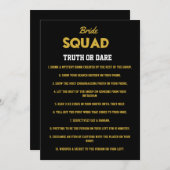 Invitation Black Gold Truth Ou Oser Bachelorette Partie Jeu (Devant / Derrière)