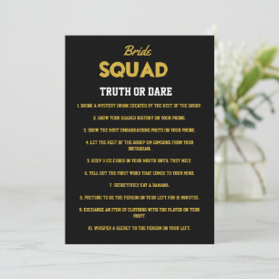 Invitation Black Gold Truth Ou Oser Bachelorette Partie Jeu