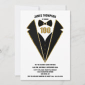 Invitation Black Gold Tuxedo 100e fête d'anniversaire (Devant)