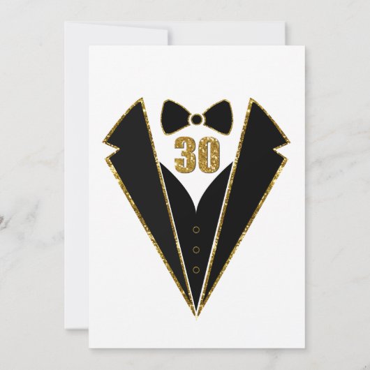 Invitation Black Gold Tuxedo 30e fête d'anniversaire (Dos)