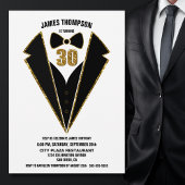 Invitation Black Gold Tuxedo 30e fête d'anniversaire