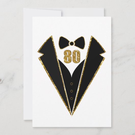 Invitation Black Gold Tuxedo 80e fête d'anniversaire (Dos)