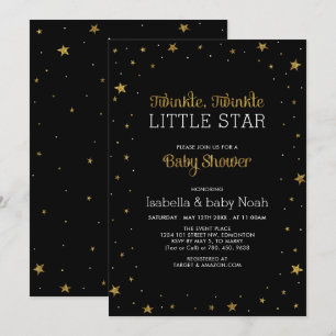 Invitation Black & Gold   Twinkle Little Star Baby Shower