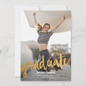 Invitation Black & Gold Typographie Photo Graduation Party (Devant)
