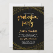 Invitation Black & Gold Typographie Photo Graduation Party (Dos)