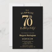 Invitation Black Gold Typography Surprise 70th Birthday (Devant)
