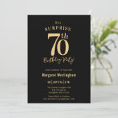 Invitation Black Gold Typography Surprise 70th Birthday (Debout devant)