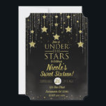 Invitation Black & Gold Under The Stars Starry Sweet 16<br><div class="desc">Personnaliser pour tout événement</div>