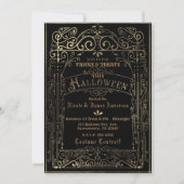 Invitation Black & Gold Vintage Victorian Déco Halloween (Devant)