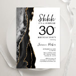 Invitation Black Gold White Agate Surprise 30e anniversaire<br><div class="desc">Gate noir,  blanc et or surprise 30e anniversaire invitation fête. Design élégant et moderne avec aquarelle agate marbre arrière - plan,  fausse parties scintillant or et typographie script de police. Carte invitation branchée parfaite pour une célébration anniversaire féminine élégante. Invitations Zazzle imprimées ou téléchargement instantané modèle imprimable numérique.</div>