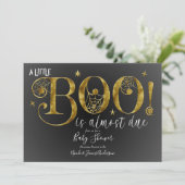 Invitation Black Gold White BOO Élégant Baby shower (Debout devant)