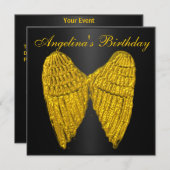 Invitation Black Gold Wings (Devant / Derrière)