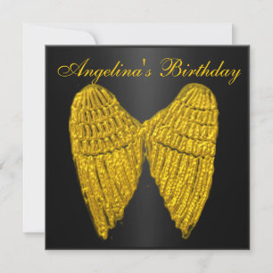 Invitation Black Gold Wings