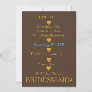 Invitation Black & Gold with Heart Veux-Tu Être Ma Demoiselle