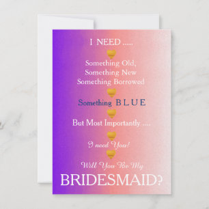 Invitation Black & Gold with Heart Will you be my Bridesmaid 