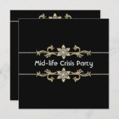 Invitation Black Gold Womans 40e fête d'anniversaire (Devant / Derrière)