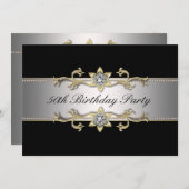 Invitation Black Gold Womans 50e anniversaire (Devant / Derrière)
