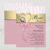 Invitation Black Gold Zebra rose Zebra Fête des mariées (Devant / Derrière)