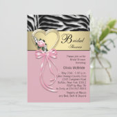 Invitation Black Gold Zebra rose Zebra Fête des mariées (Debout devant)