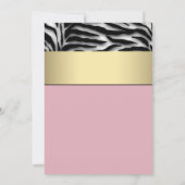 Invitation Black Gold Zebra rose Zebra Fête des mariées (Dos)