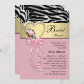 Invitation Black Gold Zebra rose Zebra Fête des mariées (Devant / Derrière)