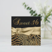 Invitation Black Gold Zebra Sweet 16 Anniversaire (Debout devant)